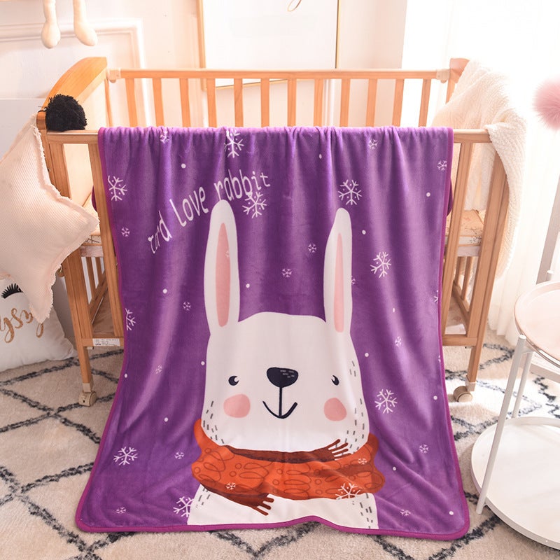 Cartoon Kids Blanket Soft Fleece Four Season Gift Long-Ear Rabbit 