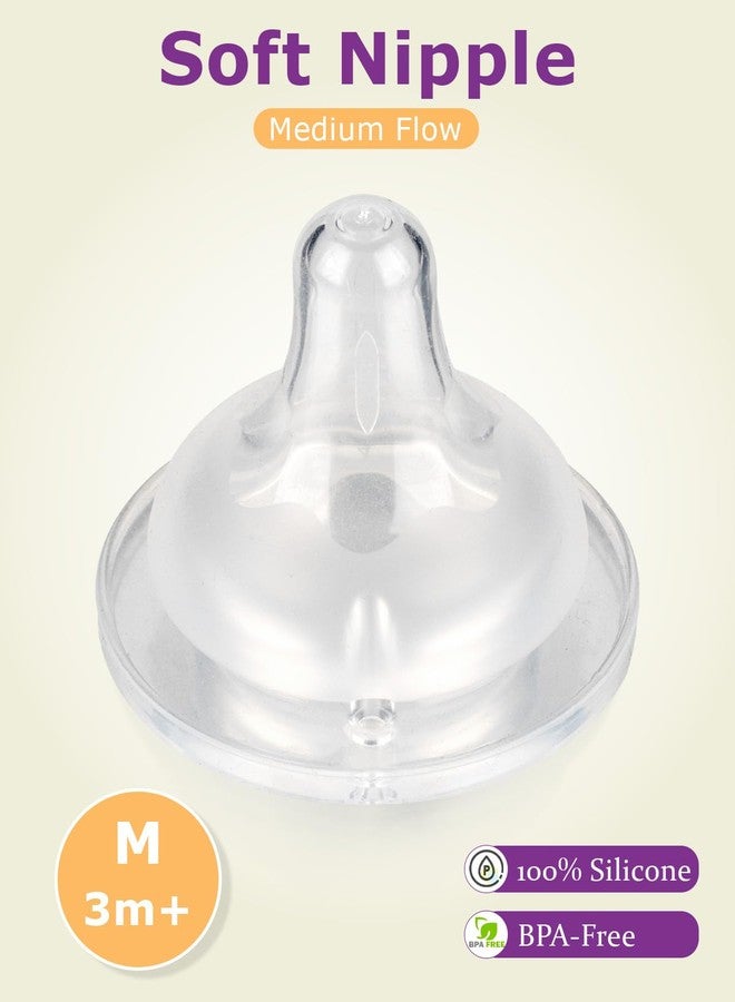 joyfeed Baby Bottle Nipple for Gulicola Natural Glass Bottle,3m+,Size M Soft Silicone Nipples,Meudim Flow, 4 Count - Image 2