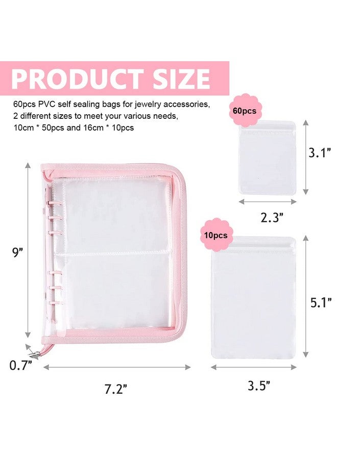 maycreate MAYCREATE® Transparent Jewelry Storage Book, Anti Oxidation Jewelry Storage Organizer Bag with 60 Pockets for Bracelets Necklace Rings, Pink  - Image 2