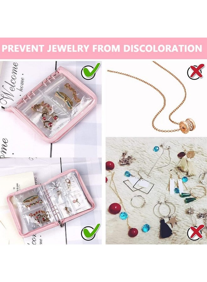 maycreate MAYCREATE® Transparent Jewelry Storage Book, Anti Oxidation Jewelry Storage Organizer Bag with 60 Pockets for Bracelets Necklace Rings, Pink  - Image 5
