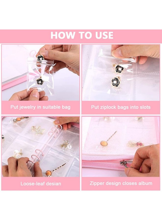 maycreate MAYCREATE® Transparent Jewelry Storage Book, Anti Oxidation Jewelry Storage Organizer Bag with 60 Pockets for Bracelets Necklace Rings, Pink  - Image 4