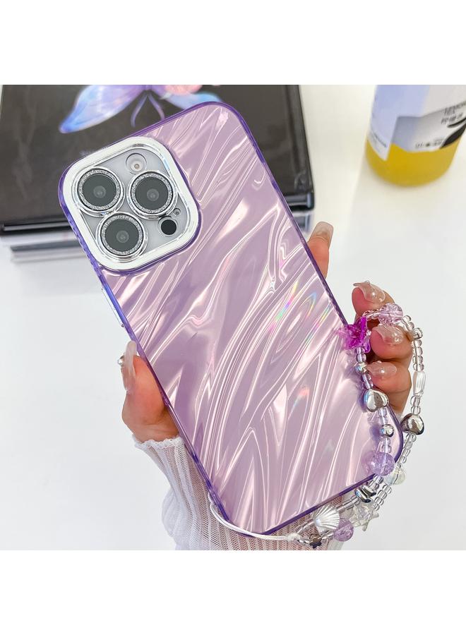 Zaboon Case For iPhone 13 Pro Plating Glitter Texture Chain Wristband TPU Phone Case with Lens Film - Image 1