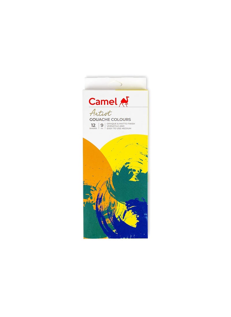 camel Camel Artist Gouache Colours Assorted Pack of 12 Shades, 9ml Each  - Image 1