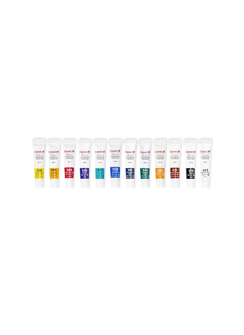 camel Camel Artist Gouache Colours Assorted Pack of 12 Shades, 9ml Each  - Image 4