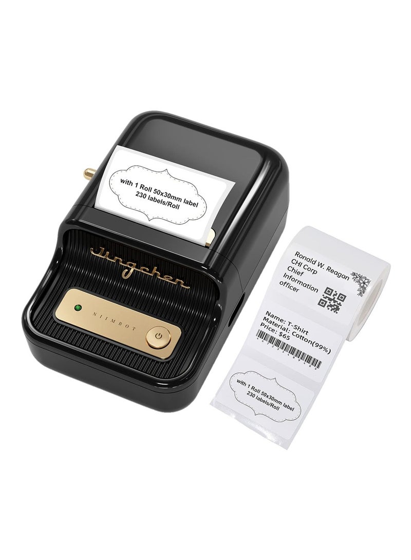 NIIMBOT NIIMBOT B21 Inkless Bluetooth Portable Thermal Printer Label Maker 2 inch for Clothing, Address, Business, Compatible with iOS & Android, with 1 Pack 50x30mm White Label, Black  - Image 1