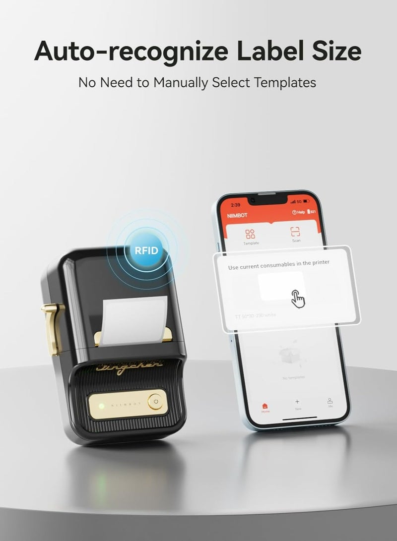 NIIMBOT NIIMBOT B21 Inkless Bluetooth Portable Thermal Printer Label Maker 2 inch for Clothing, Address, Business, Compatible with iOS & Android, with 1 Pack 50x30mm White Label, Black  - Image 2
