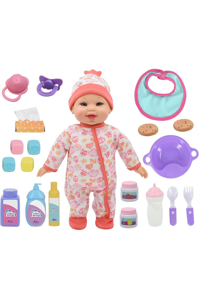 CRY BABIES Little Darlings Bouncing Baby Playset - 12" Doll - Pink & White - 10pc - Image 1