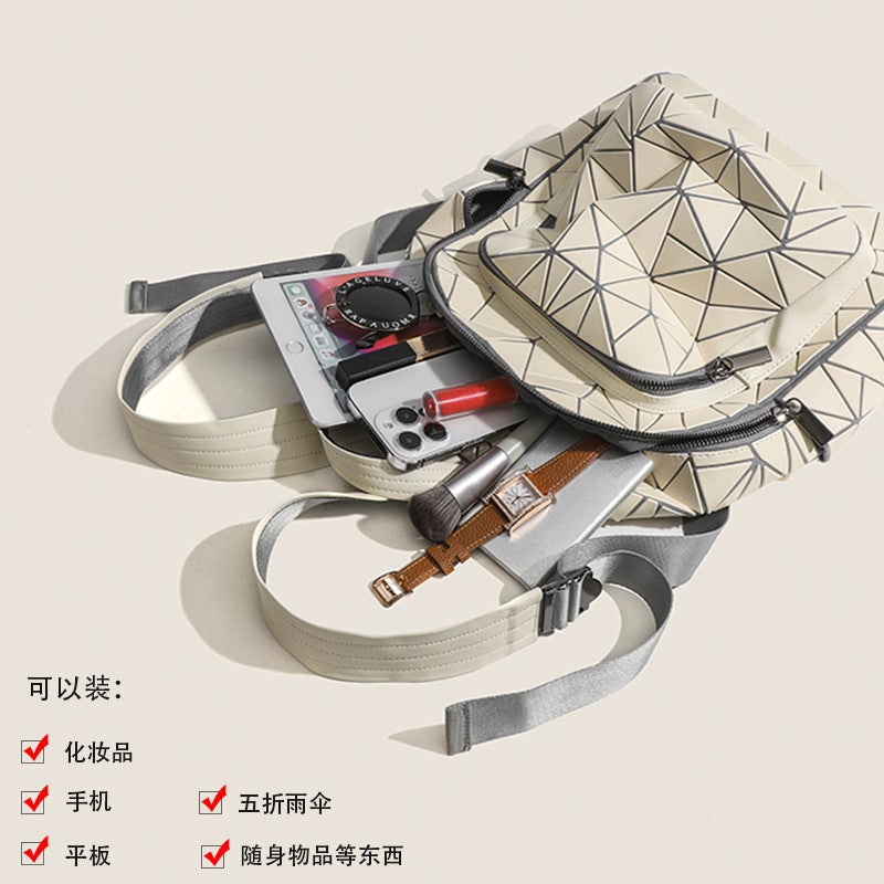 Backpack Women'S New Arrival Fashionable All-Match Large Capacity Schoolbag Japanese Style Rhombic Casual Travel Backpack Trendy 1304 - Image 4