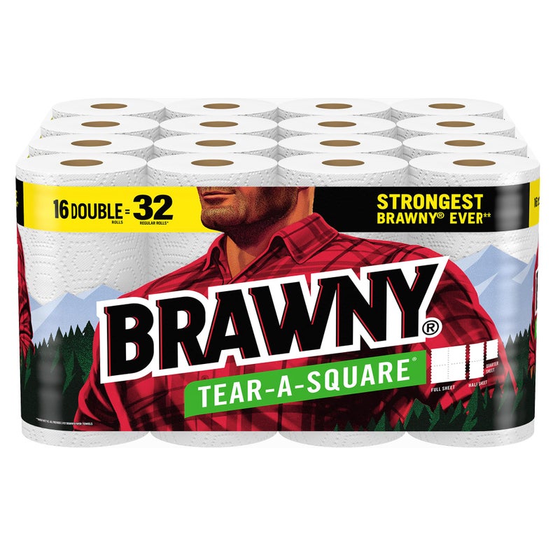 Brawny TearASquare Paper Towels 16 Double Rolls 32 Regular Rolls