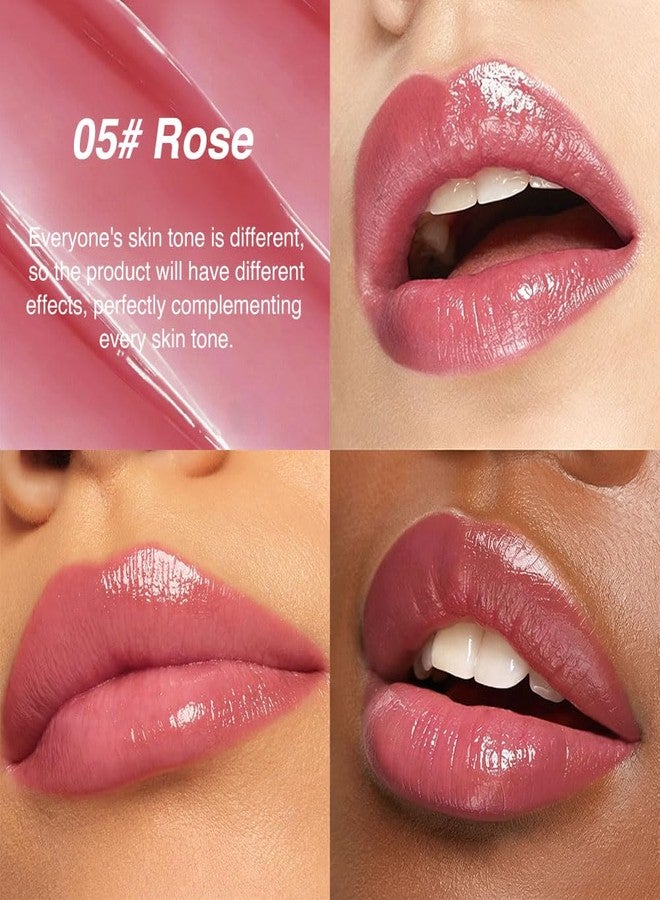 evpct Rose Honey Lipstick Tinted Lip Balm, Moisturizing Tinted Lip Oil Stick Lipstick for Older Women, Sheer Lightweight Hydrating Nourishing Shine Tinted Lip Balm Color Gloss Tint Stain, 05# Rose - Image 4
