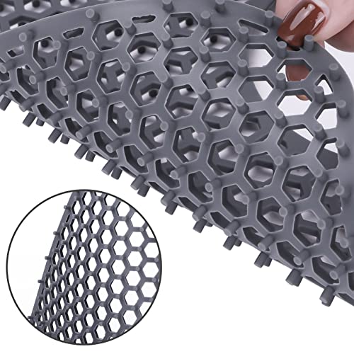 LONGFITE Sink Protector Mats 2 Pcs Silicone Kitchen Sink Mat Draining Heat Proof Mat with Rear Center Drain (Rear Drain) - Image 3