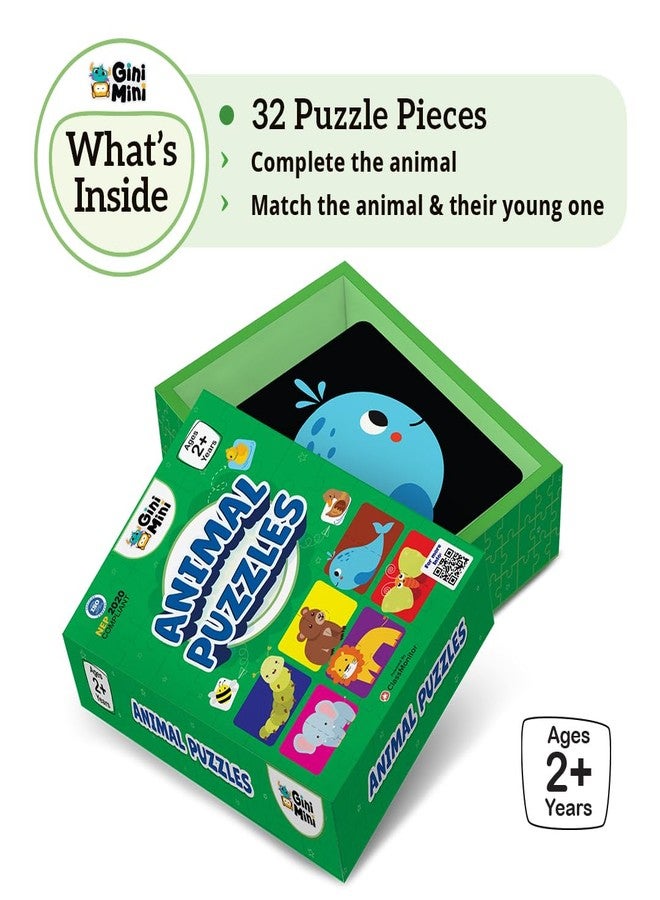 GiniMini Animals Jigsaw Puzzle for Kids 2 3 4 5 Years | Educational 2 Piece Puzzle for Memory & Motor Skills | Return & Birthday Gifts for Boys & Girls - Image 3