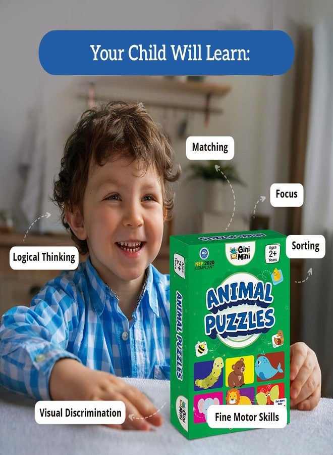 GiniMini Animals Jigsaw Puzzle for Kids 2 3 4 5 Years | Educational 2 Piece Puzzle for Memory & Motor Skills | Return & Birthday Gifts for Boys & Girls - Image 4