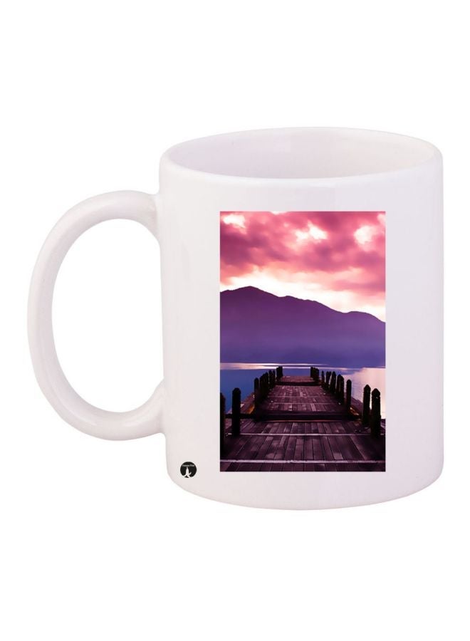 RYN Nature Printed Coffee Mug White/Pink/Brown 11ounce