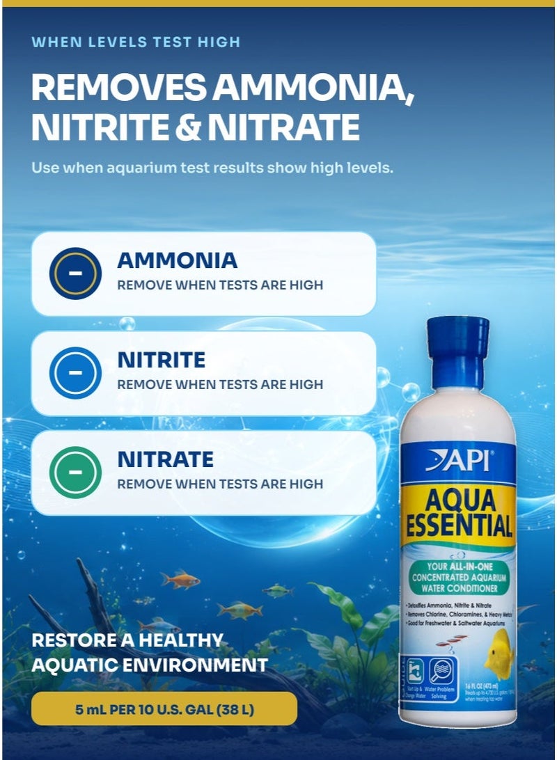 API Aqua Essential 16 oz Water Conditioner, Highly Concentrated Aquarium Water Treatment, Chemical Dechlorinator for Freshwater, Saltwater, Planted - Image 3