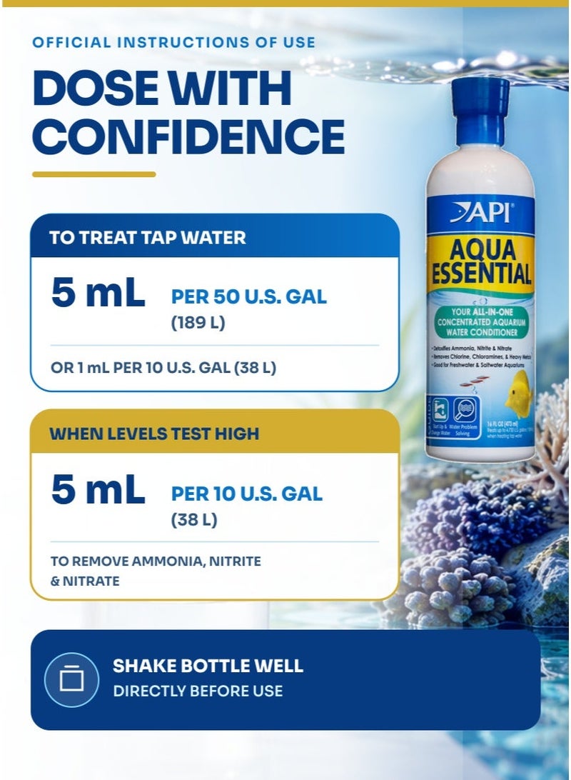 API Aqua Essential 16 oz Water Conditioner, Highly Concentrated Aquarium Water Treatment, Chemical Dechlorinator for Freshwater, Saltwater, Planted - Image 5
