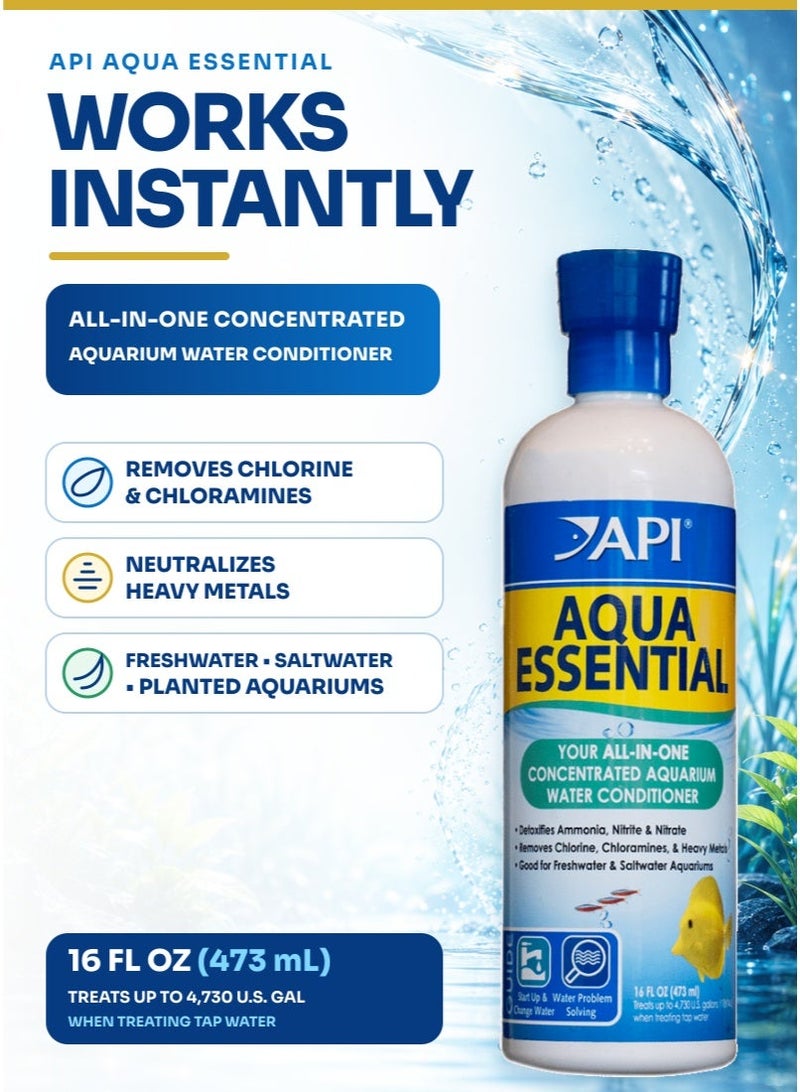 API Aqua Essential 16 oz Water Conditioner, Highly Concentrated Aquarium Water Treatment, Chemical Dechlorinator for Freshwater, Saltwater, Planted - Image 1