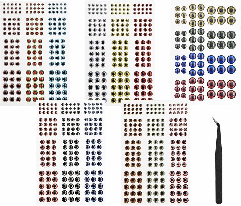 Drchoer Fish Eyes for Lures Making - Fishing Lure Eye 3mm 4mm 5mm 6mm 7mm 10mm Assortment for Fly Tying DIY Materials Tool - Image 1