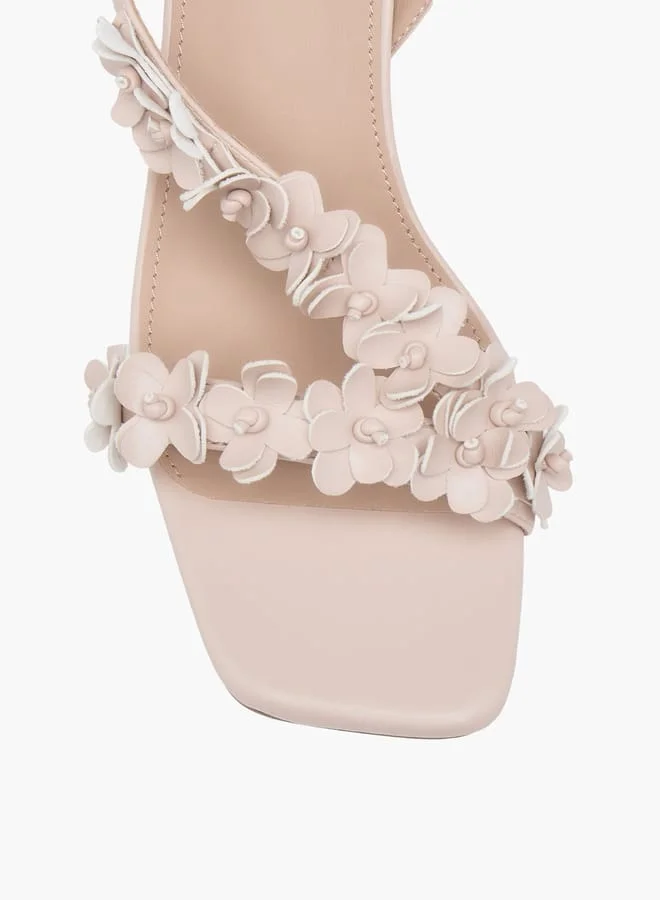 Flora Bella By Shoexpress Women Floral  Slingback Sandals with Block Heels and Buckle Closure