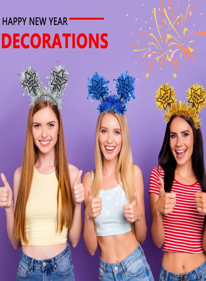 Sonarun 8-Piece Happy New Year Headband Set with Tinsel - Party Headbands for Kids & Adults, 4 Colors - Image 3