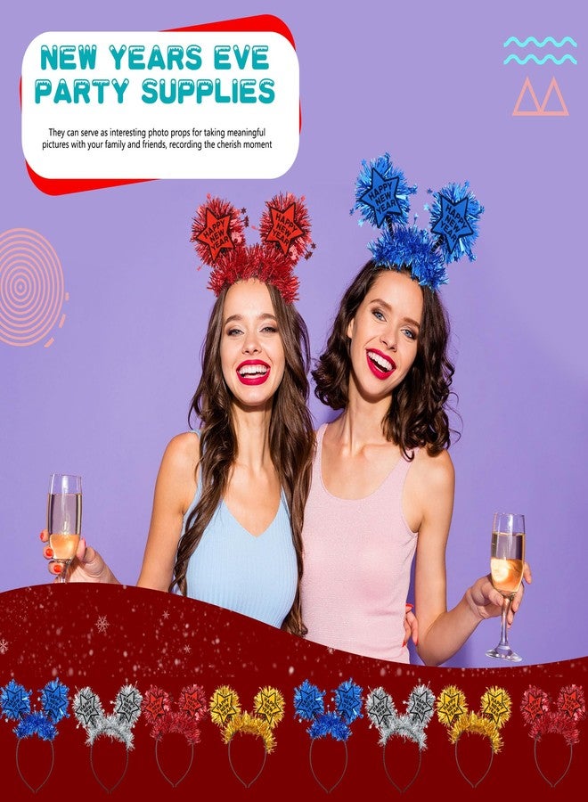Sonarun 8-Piece Happy New Year Headband Set with Tinsel - Party Headbands for Kids & Adults, 4 Colors - Image 4