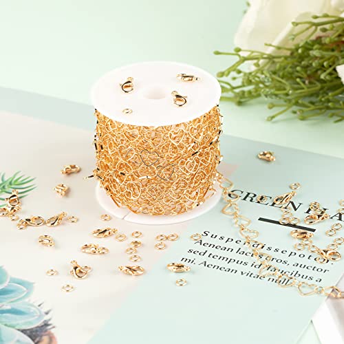 KYUNHOO 5M KC Gold Plated Jewelry Making Chains Link Heart Chains Bulk on Spool Jewelry Supplies Findings Chain Roll with Jump Rings and Lobster Claps - Image 5