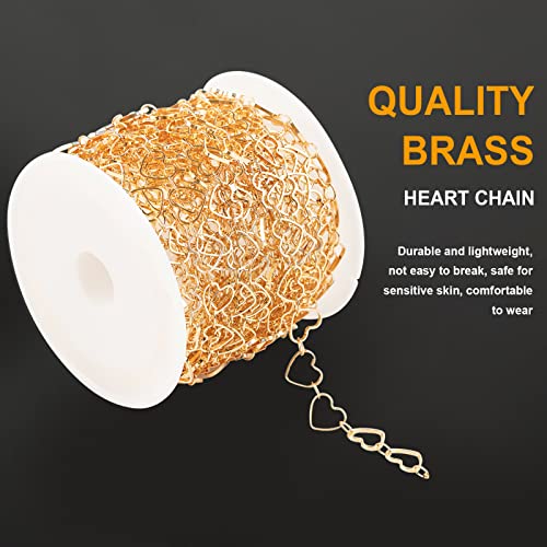 KYUNHOO 5M KC Gold Plated Jewelry Making Chains Link Heart Chains Bulk on Spool Jewelry Supplies Findings Chain Roll with Jump Rings and Lobster Claps - Image 3