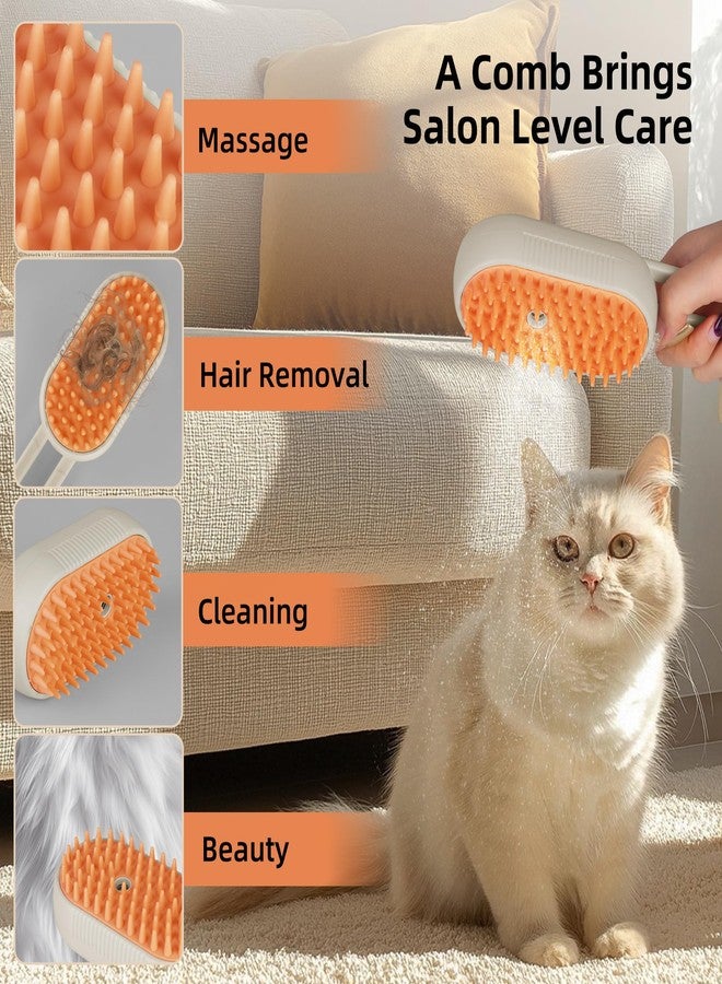 AebDerp Cat Dog Hair Steam Brush: 4 in 1 Pet Grooming Tool Rechargeable Groomer Silicone Comb for Massage, Cleaning, Shedding and Combing, Anti-Static, 360° Portable Handle for Long or Short Hair Pet (Orange) - Image 4