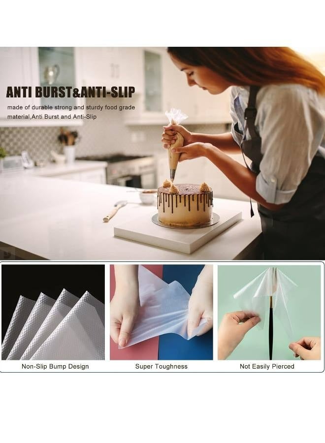 Piping Bags and Tips Set, Cakes Decorating Supplies Kit with 100pcs 12 Inch Pastry Bags, 12Piping Tips, 3 Cake Scraper, 2 Couplers, 2 Bag Ties, Simple and Convenient Baking Supplies Set - Image 4