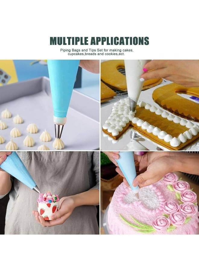 Piping Bags and Tips Set, Cakes Decorating Supplies Kit with 100pcs 12 Inch Pastry Bags, 12Piping Tips, 3 Cake Scraper, 2 Couplers, 2 Bag Ties, Simple and Convenient Baking Supplies Set - Image 3