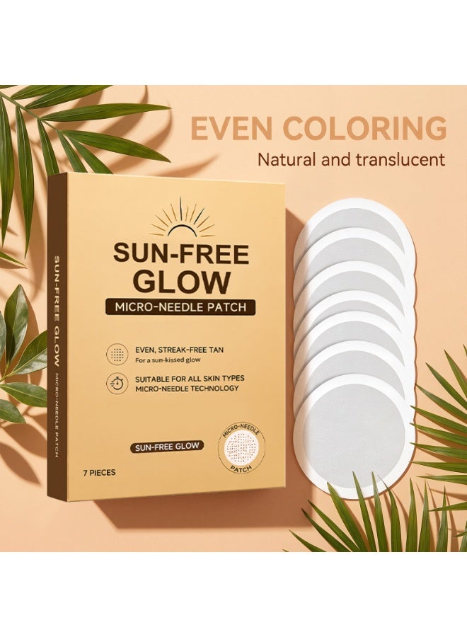 Sun-Free Glow Micro-Needle Patches Tanning, Long-Lasting Hydrating Glow Self-Tanning Patches, For All Skin Types, 7 Pcs - Image 4