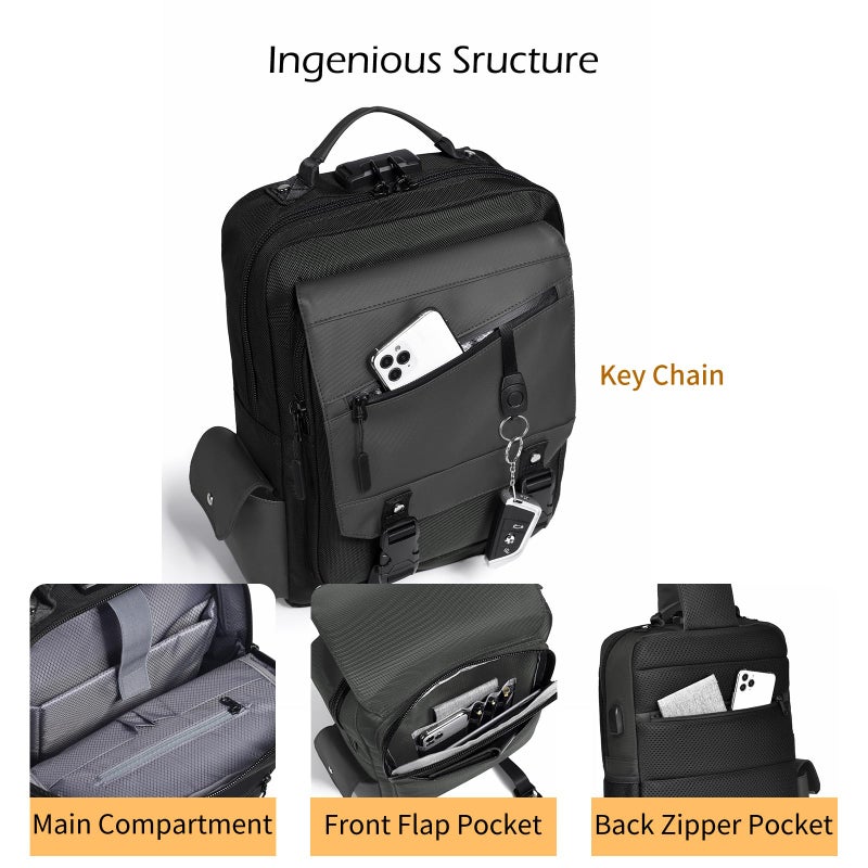 Leaper Sling Crossbody Bag for Men: 2026 13L Large Capacity School Satchel - 13" Laptop Sleeve & Anti Theft - Water Resistant Durable Messenger Daypack with Padded Strap for College Student Campus - Image 4