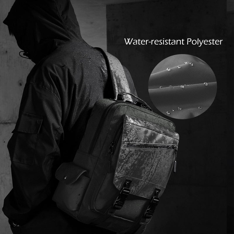Leaper Sling Crossbody Bag for Men: 2026 13L Large Capacity School Satchel - 13" Laptop Sleeve & Anti Theft - Water Resistant Durable Messenger Daypack with Padded Strap for College Student Campus - Image 5