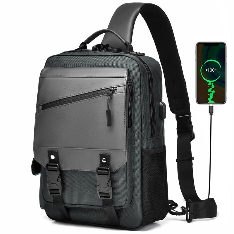 Leaper Sling Crossbody Bag for Men: 2026 13L Large Capacity School Satchel - 13" Laptop Sleeve & Anti Theft - Water Resistant Durable Messenger Daypack with Padded Strap for College Student Campus - Image 1