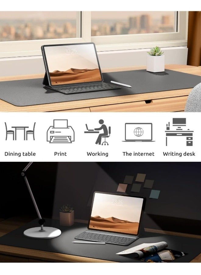 M MIAOYAN - Leather Desk Pad Protector, Office Desk Mat, Large Mouse Pad, Non-Slip PU Leather Desk Blotter, Laptop Desk Mat, Waterproof Office Writing Pad, Suitable for Office and Home (Dark Grey, 100cm*40cm). - Image 1