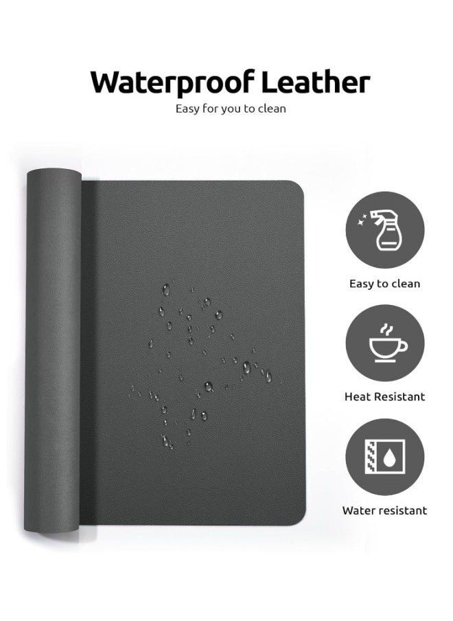 M MIAOYAN - Leather Desk Pad Protector, Office Desk Mat, Large Mouse Pad, Non-Slip PU Leather Desk Blotter, Laptop Desk Mat, Waterproof Office Writing Pad, Suitable for Office and Home (Dark Grey, 100cm*40cm). - Image 1