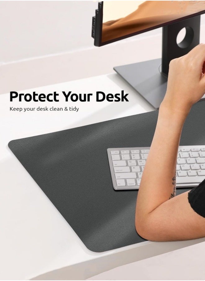 M MIAOYAN - Leather Desk Pad Protector, Office Desk Mat, Large Mouse Pad, Non-Slip PU Leather Desk Blotter, Laptop Desk Mat, Waterproof Office Writing Pad, Suitable for Office and Home (Dark Grey, 100cm*40cm). - Image 1