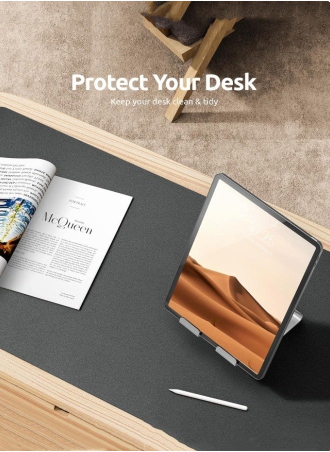 M MIAOYAN - Leather Desk Pad Protector, Office Desk Mat, Large Mouse Pad, Non-Slip PU Leather Desk Blotter, Laptop Desk Mat, Waterproof Office Writing Pad, Suitable for Office and Home (Dark Grey, 100cm*40cm). - Image 1