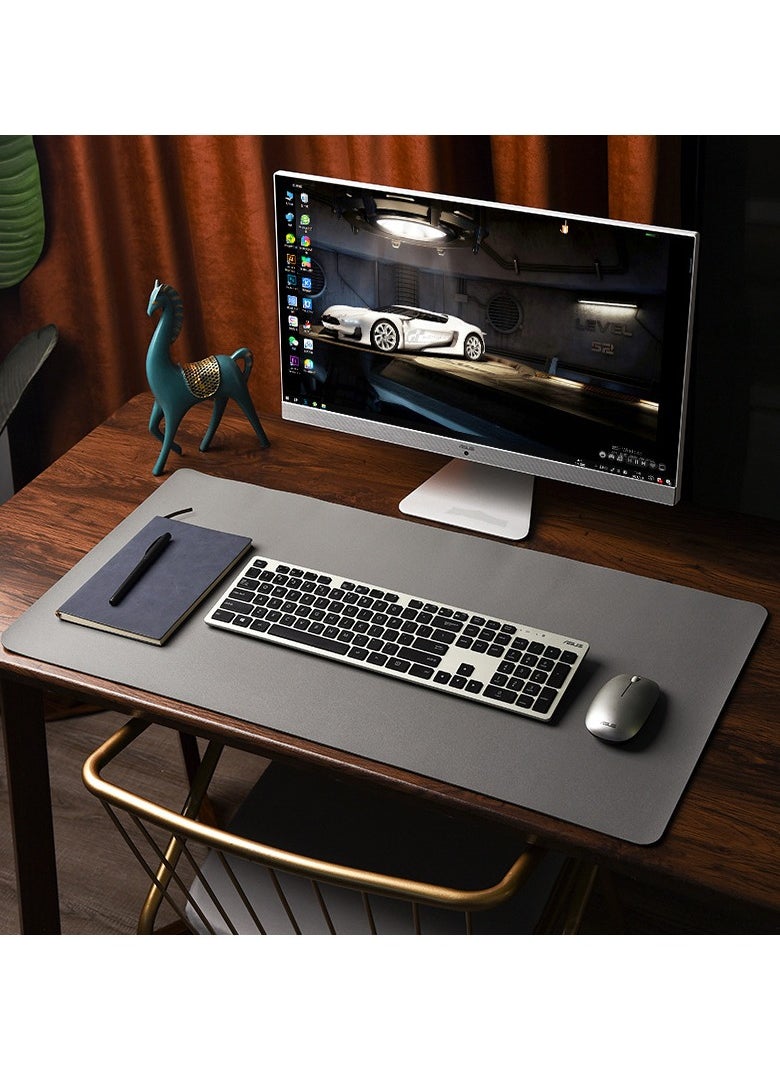 M MIAOYAN - Leather Desk Pad Protector, Office Desk Mat, Large Mouse Pad, Non-Slip PU Leather Desk Blotter, Laptop Desk Mat, Waterproof Office Writing Pad, Suitable for Office and Home (Dark Grey, 100cm*40cm). - Image 1