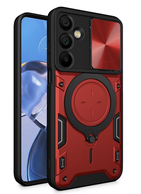 Case for Samsung Galaxy A16 with Sliding Camera Cover, Kickstand, PC+TPU Dual-Layer,Red