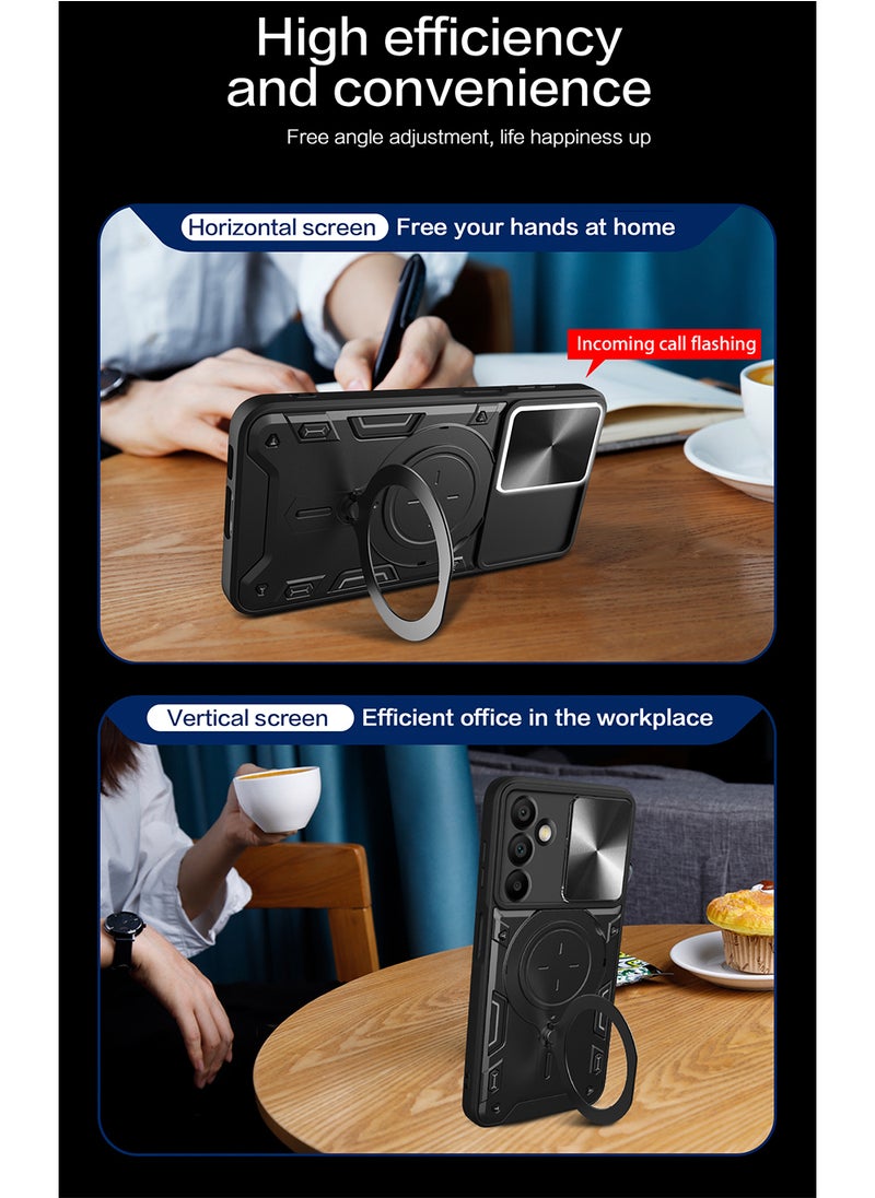 Generic - Case for Samsung Galaxy A16 with Sliding Camera Cover, Kickstand, PC+TPU Dual-Layer,Red - Image 1