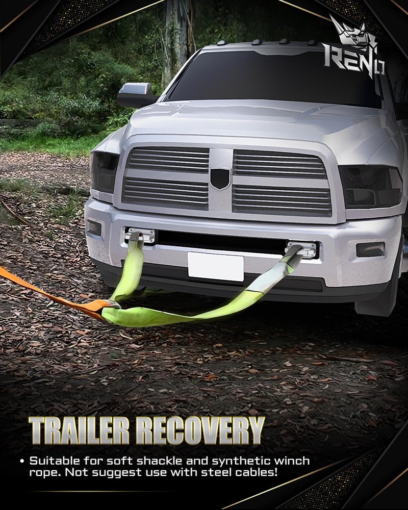 RENO Aluminum Front Tow Hooks, Heavy Duty Show Hook D-Ring Shackle Compatible with 2003-2018 Ram 2500 3500 2WD & 4WD Truck Recovery - Replace OEM 68171791AA, 52020587AB (2Pcs, Silvery) - Image 2