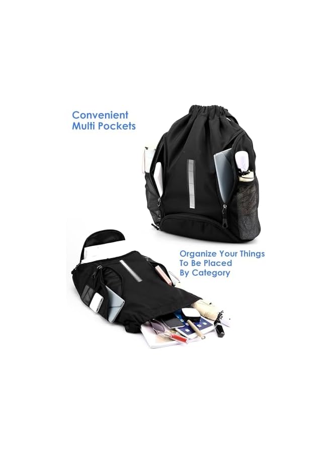 PROMASS Sports Drawstring Backpack, Soccer Backpack, Basketball Bag, Soccer Bag with Ball and Shoe Compartment - Image 2