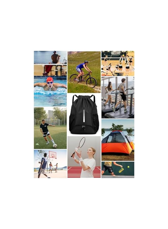 PROMASS Sports Drawstring Backpack, Soccer Backpack, Basketball Bag, Soccer Bag with Ball and Shoe Compartment - Image 5