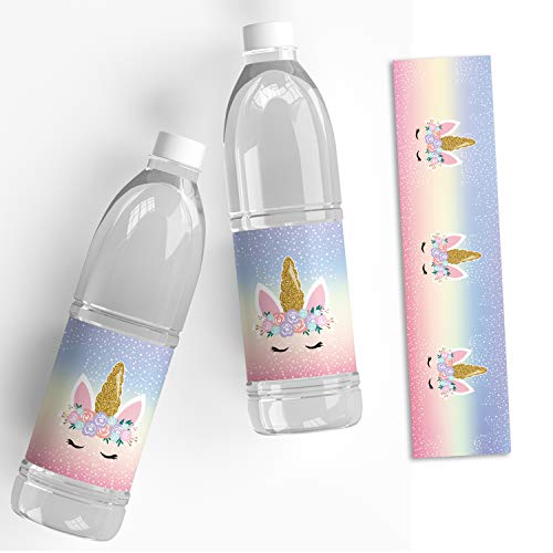Mr.Mug 24 Unicorn Bottle Wraps Waterproof Bottle Labels Baby Shower Birthday Party Magical Unicorn Water Bottle Cute DIY Decorations - Image 2