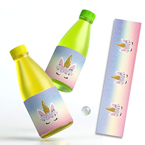 Mr.Mug 24 Unicorn Bottle Wraps Waterproof Bottle Labels Baby Shower Birthday Party Magical Unicorn Water Bottle Cute DIY Decorations - Image 4