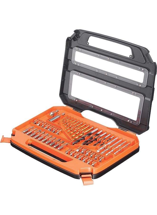 BLACK+DECKER & Decker 50 Pieces Accessories Bit Set In Kitbox For Wood, Metal & Concrete Drilling & Screwdriving, Orange/Black - A7168-Xj, 2 Years Warranty  - Image 1