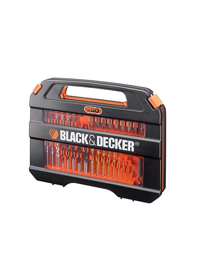 BLACK+DECKER & Decker 50 Pieces Accessories Bit Set In Kitbox For Wood, Metal & Concrete Drilling & Screwdriving, Orange/Black - A7168-Xj, 2 Years Warranty  - Image 2