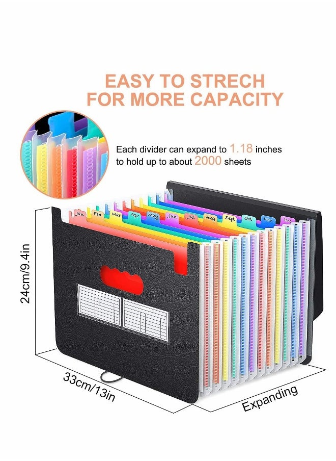 Generic - Portable 13-Pocket File Organizer for Documents and Receipts, A4 Size Expanding Folder with Cover, Ideal for Home and Office - Image 1