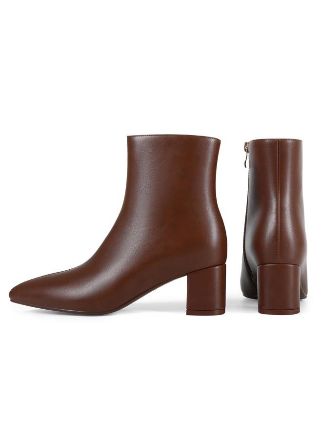 Abbleet Women's Ankle Boots Pointed Toe Chunky Block Heel Short Boots for Women Low Heeled Booties, Lightbrown, 8.5 - Image 5
